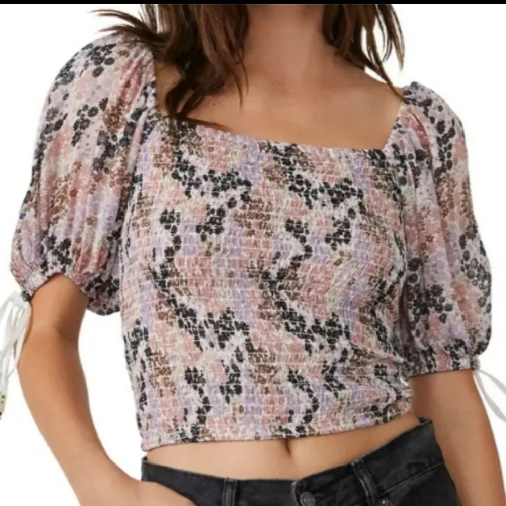 NWT Free People Back on Top Smocked Floral Crop Top $98